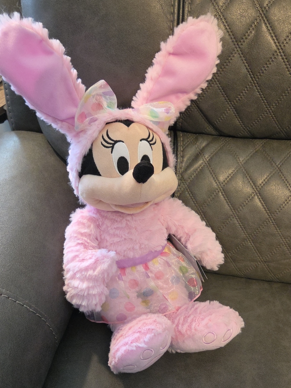 Disney Pink Minnie Mouse Bunny Plush with Pastel Polka-Dot Skirt